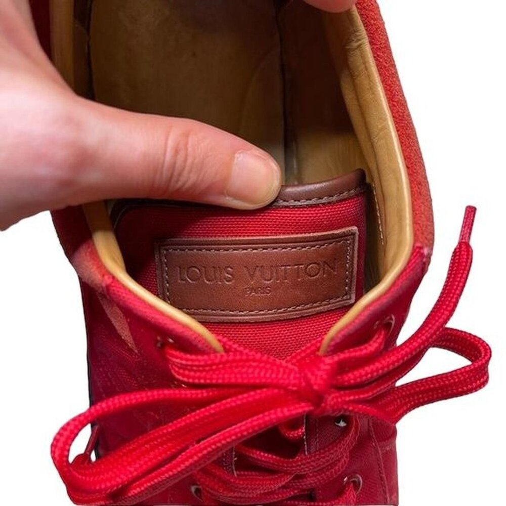 🔥 Louis Vuitton Red Canvas Espadrilles Sneakers Men’s SZ 6.5 - Picture 2 of 8